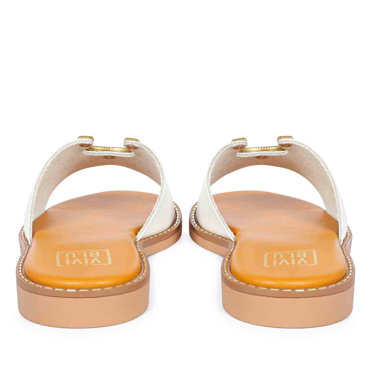 ViviBlu White Leather Flat Sandals