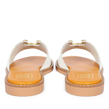 ViviBlu White Leather Flat Sandals