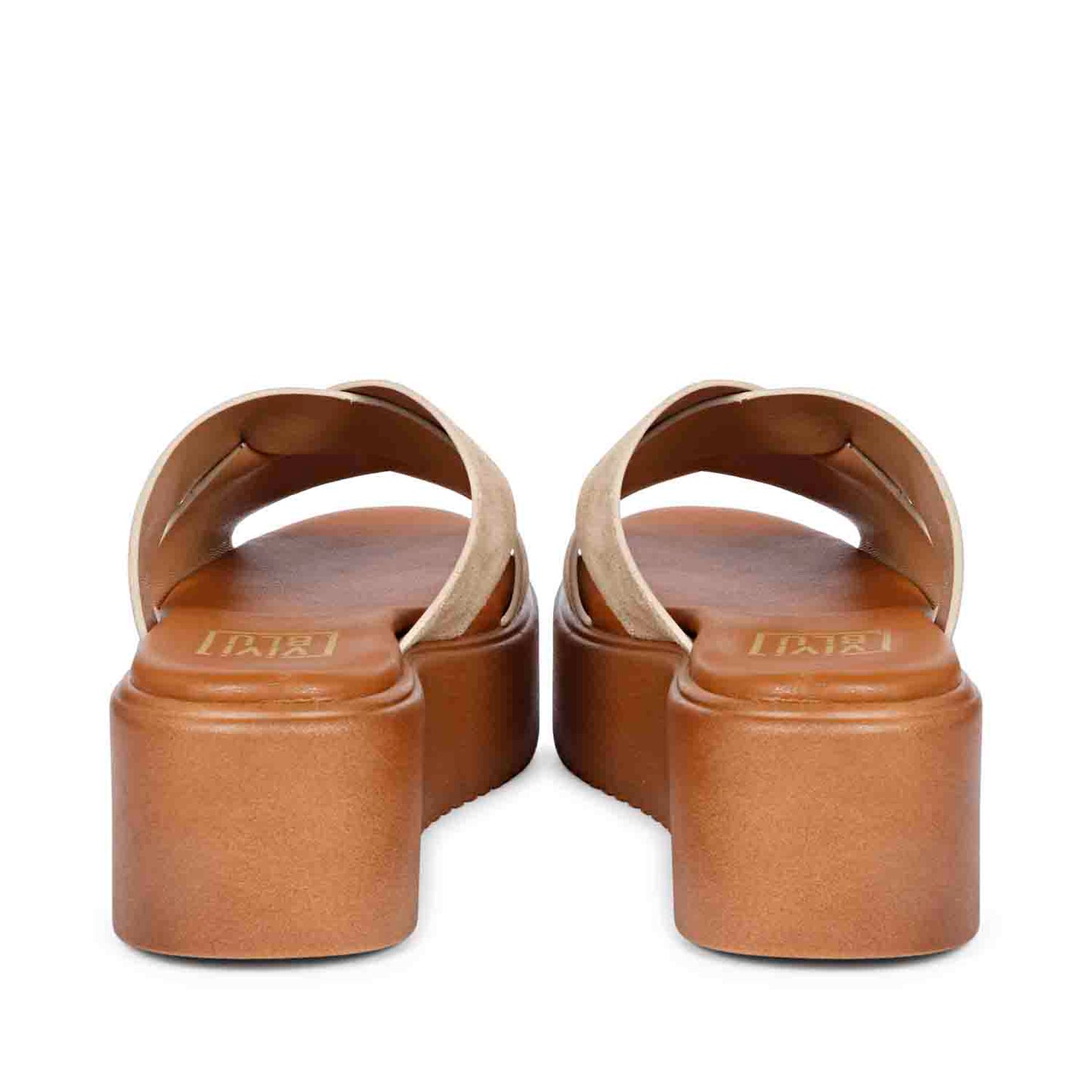 ViviBlu Beige Leather Platform Sandals