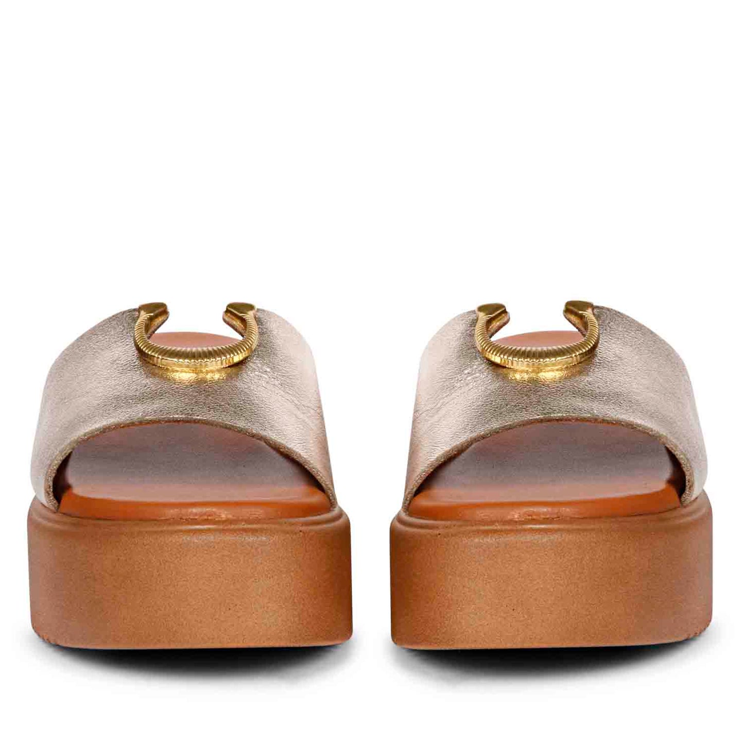 Nala Platin Leather Platform Sandals