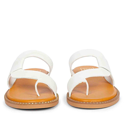 ViviBlu White Leather Flat Sandals