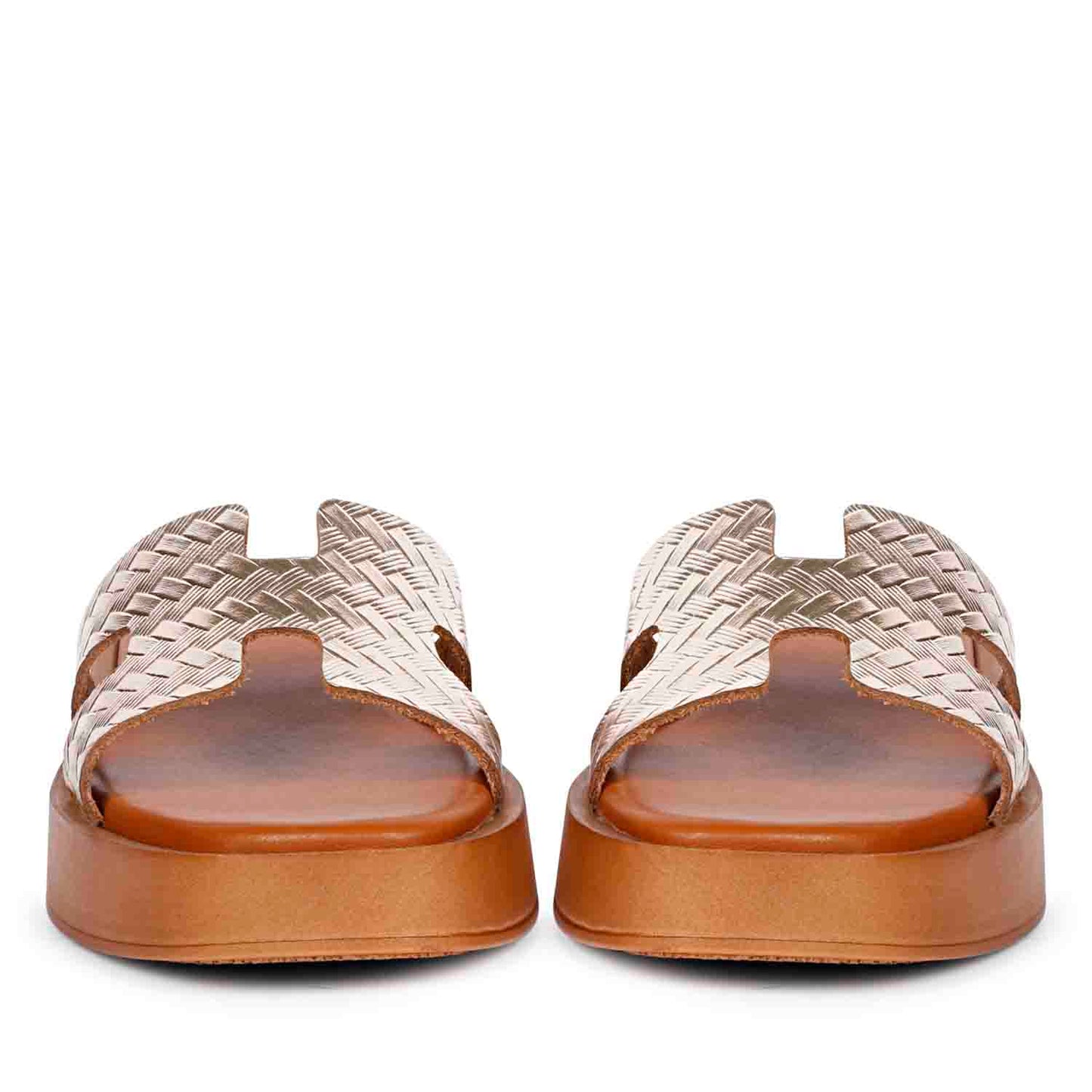ViviBlu Gold Leather Platform Sandals
