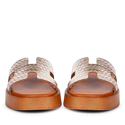 ViviBlu Gold Leather Platform Sandals