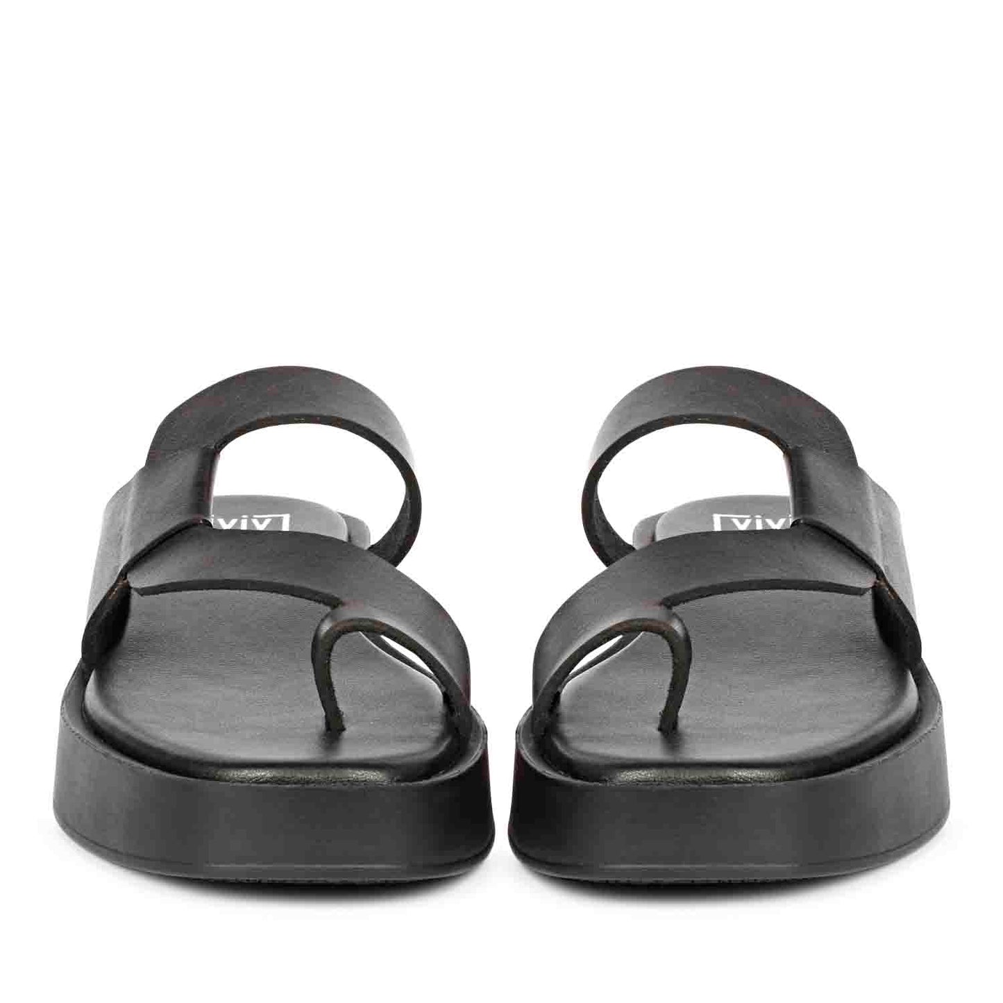 ViviBlu Black Leather Platform Sandals