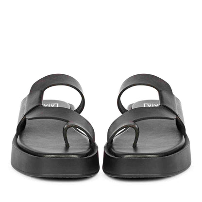 ViviBlu Black Leather Platform Sandals