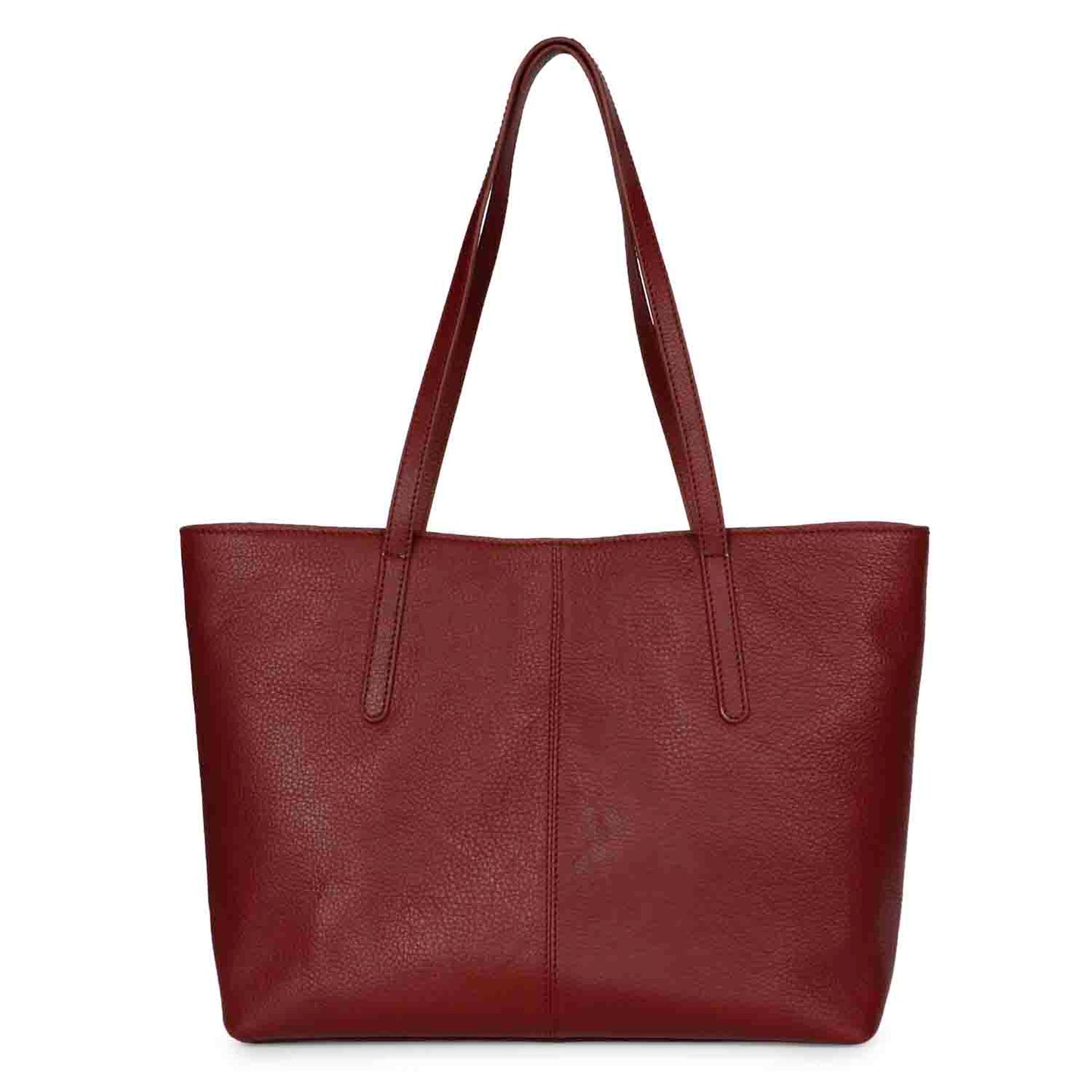 Favore Maroon Leather Structured Shoulder Bag
