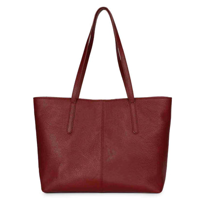 Favore Maroon Leather Structured Shoulder Bag