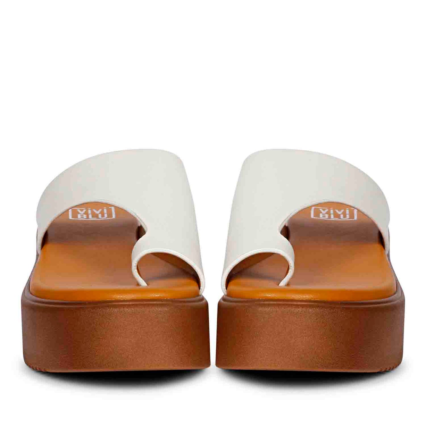 ViviBlu White Leather Platform Sandals