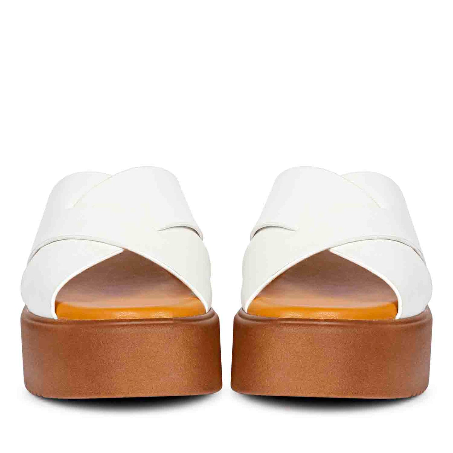 ViviBlu White Leather Platform Sandals