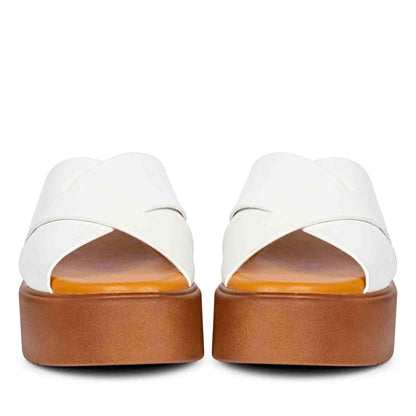 ViviBlu White Leather Platform Sandals