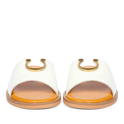 ViviBlu White Leather Flat Sandals