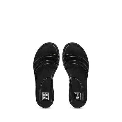 ViviBlu Black Leather Platform Sandals