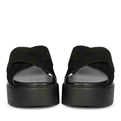 ViviBlu Black Leather Platform Sandals
