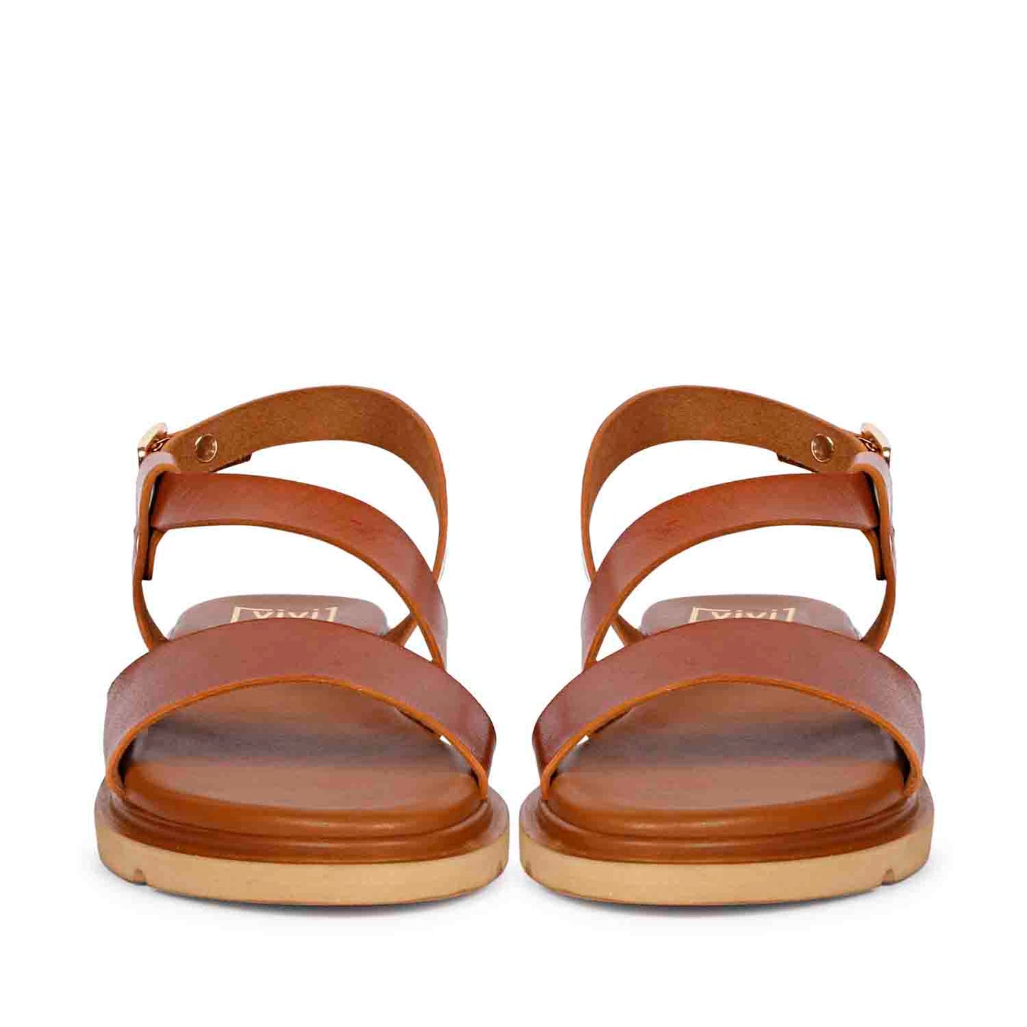 ViviBlu Tan Leather Flat Sandals