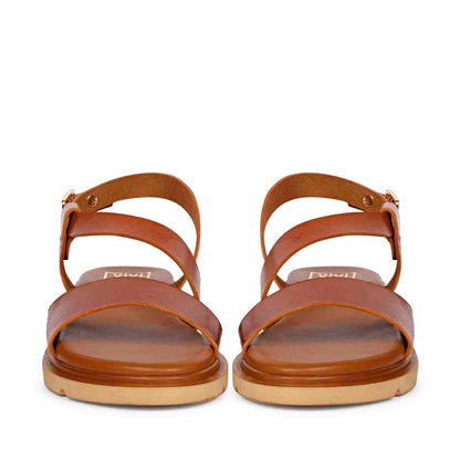 ViviBlu Tan Leather Flat Sandals