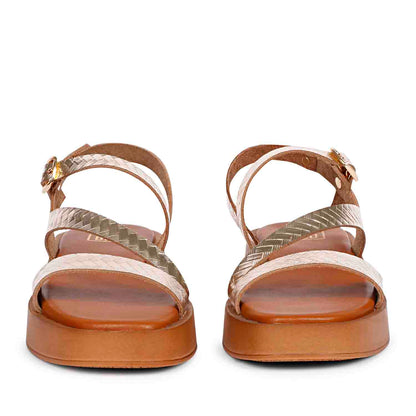 ViviBlu Gold Leather Platform Sandals