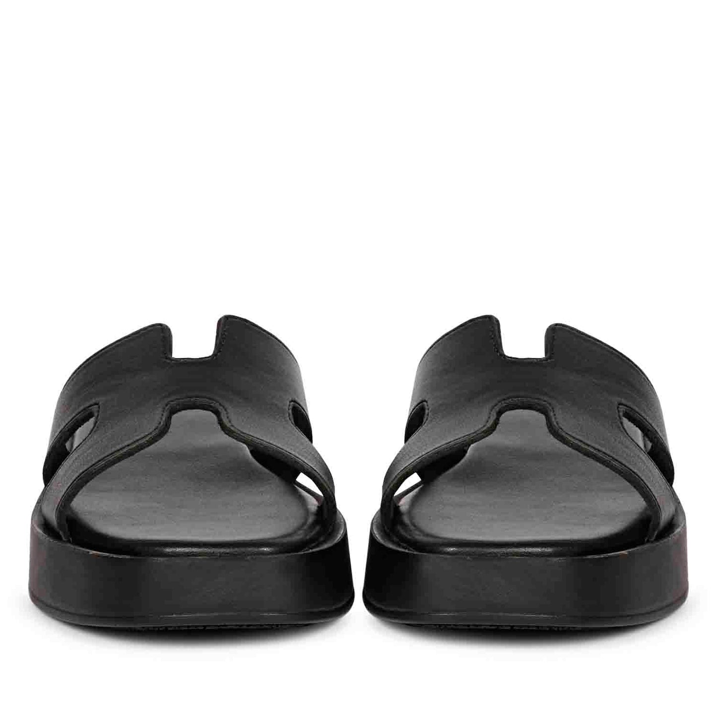 ViviBlu Black Leather Platform Sandals
