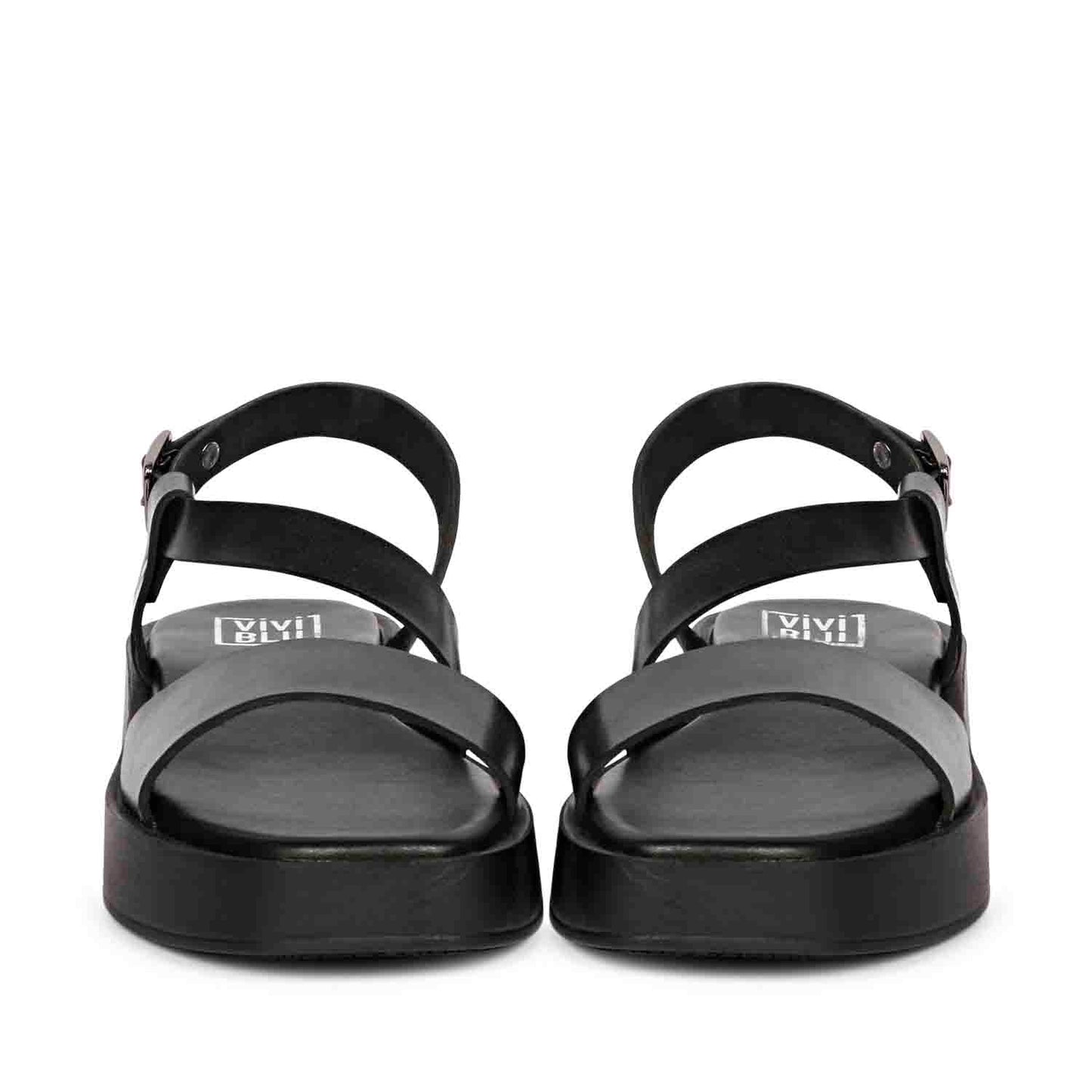ViviBlu Black Leather Platform Sandals