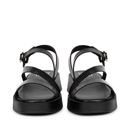 ViviBlu Black Leather Platform Sandals
