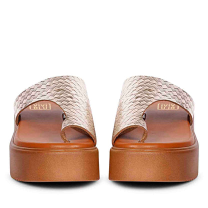 ViviBlu Gold Leather Platform Sandals