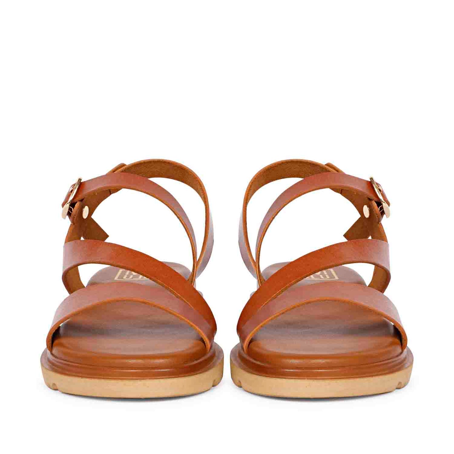 ViviBlu Tan Leather Flat Sandals