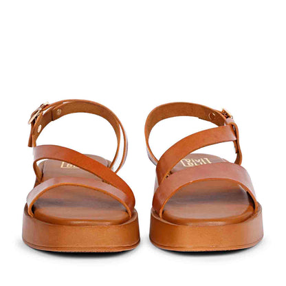 ViviBlu Tan Leather Platform Sandals