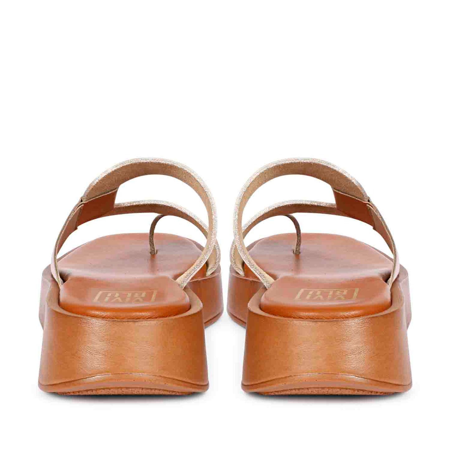 ViviBlu Champagne Leather Platform Sandals