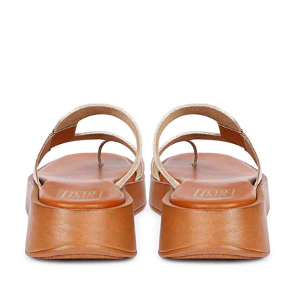 ViviBlu Champagne Leather Platform Sandals