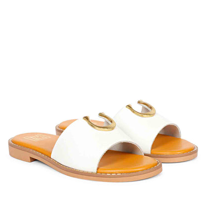 ViviBlu White Leather Flat Sandals