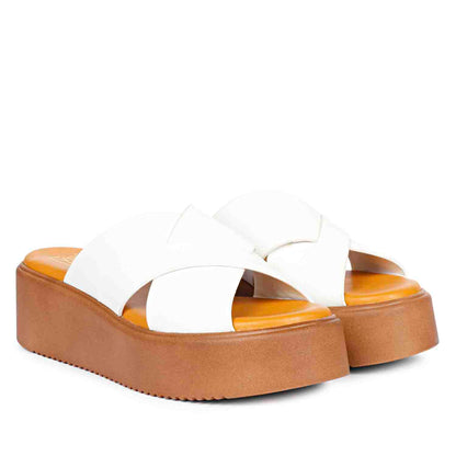 ViviBlu White Leather Platform Sandals
