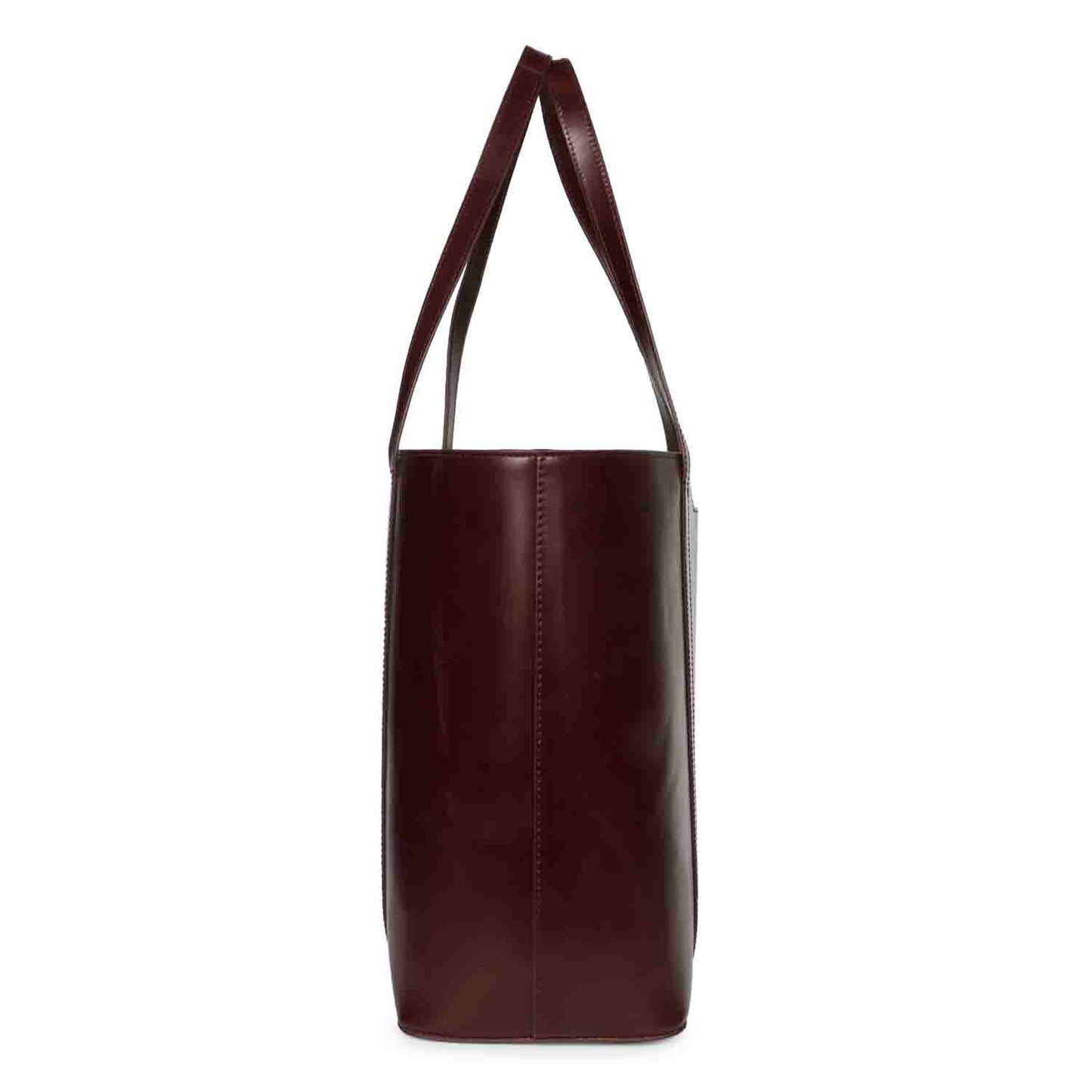 Favore Dark Brown Leather Structured Shoulder Bag