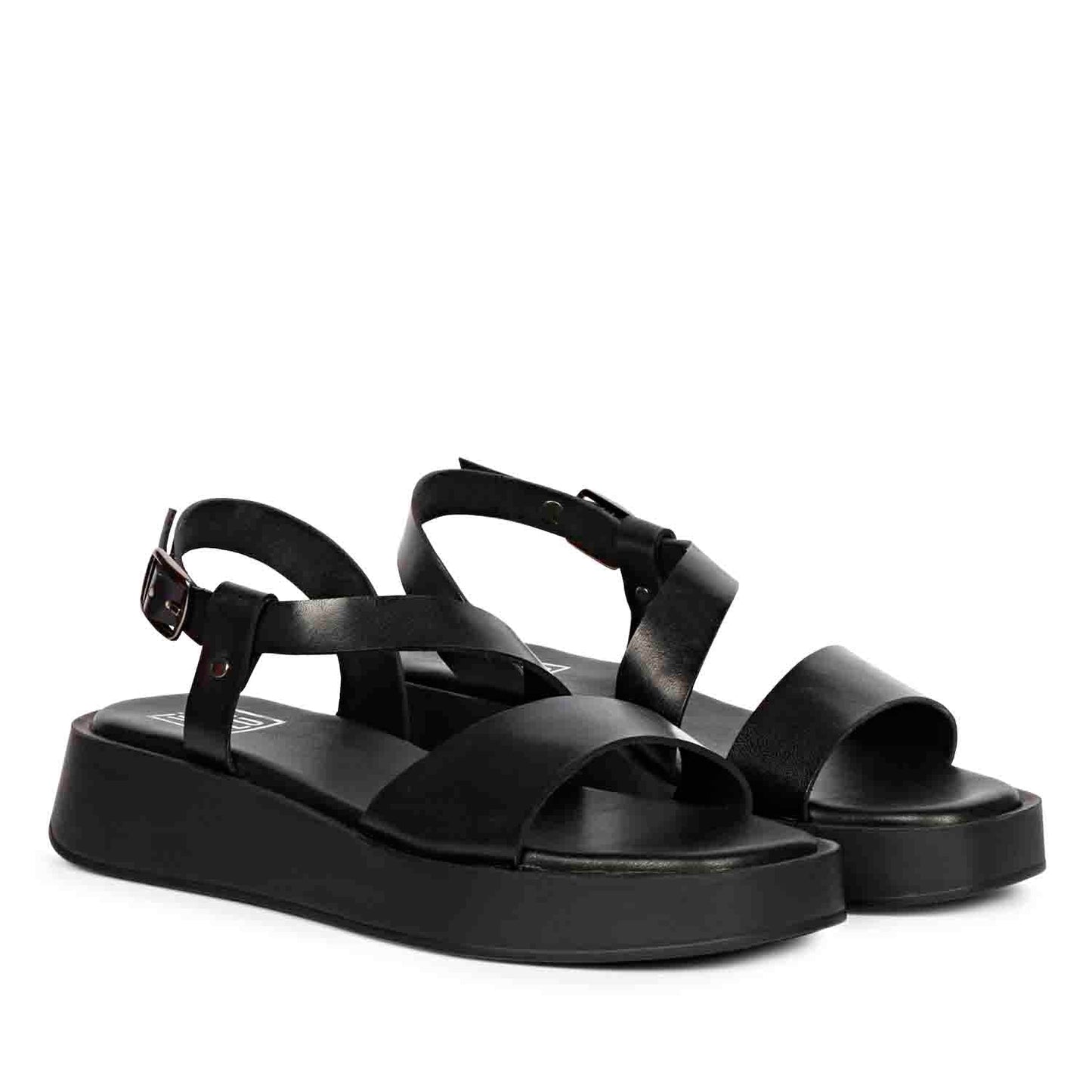 ViviBlu Black Leather Platform Sandals