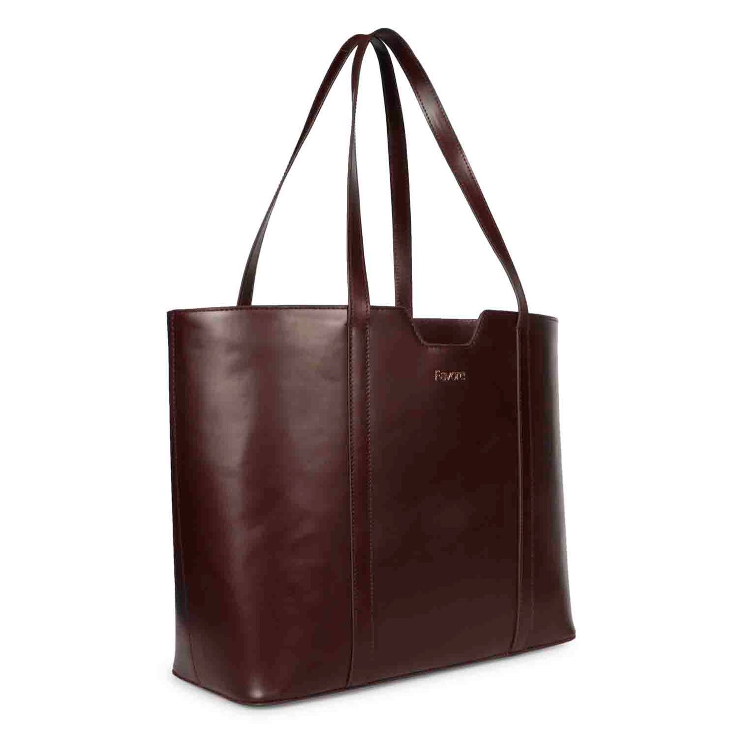 Favore Dark Brown Leather Structured Shoulder Bag