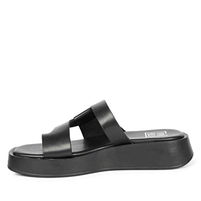 ViviBlu Black Leather Platform Sandals
