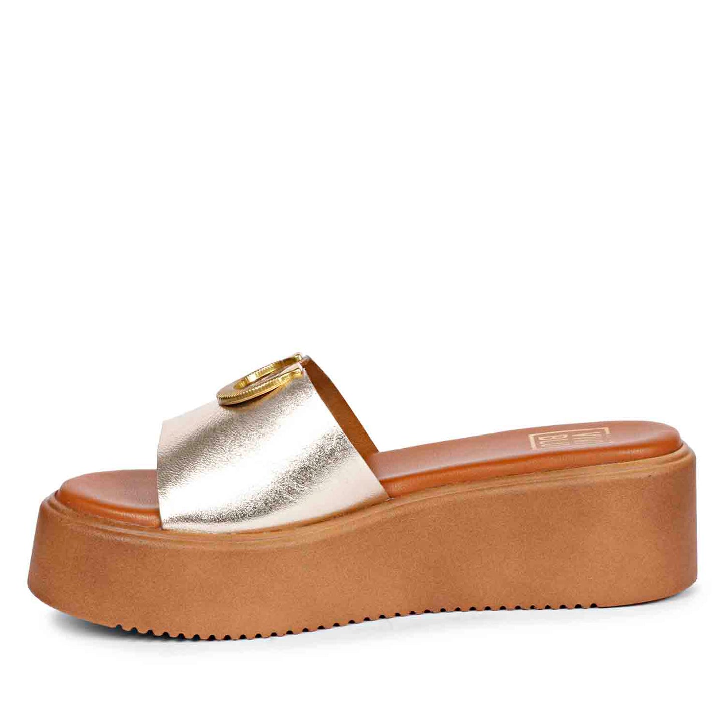 Nala Platin Leather Platform Sandals
