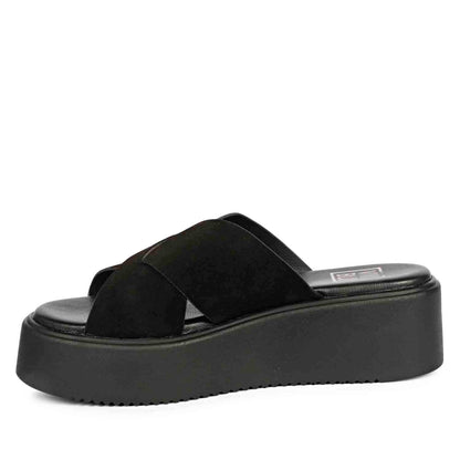ViviBlu Black Leather Platform Sandals