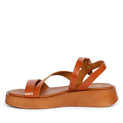 ViviBlu Tan Leather Platform Sandals