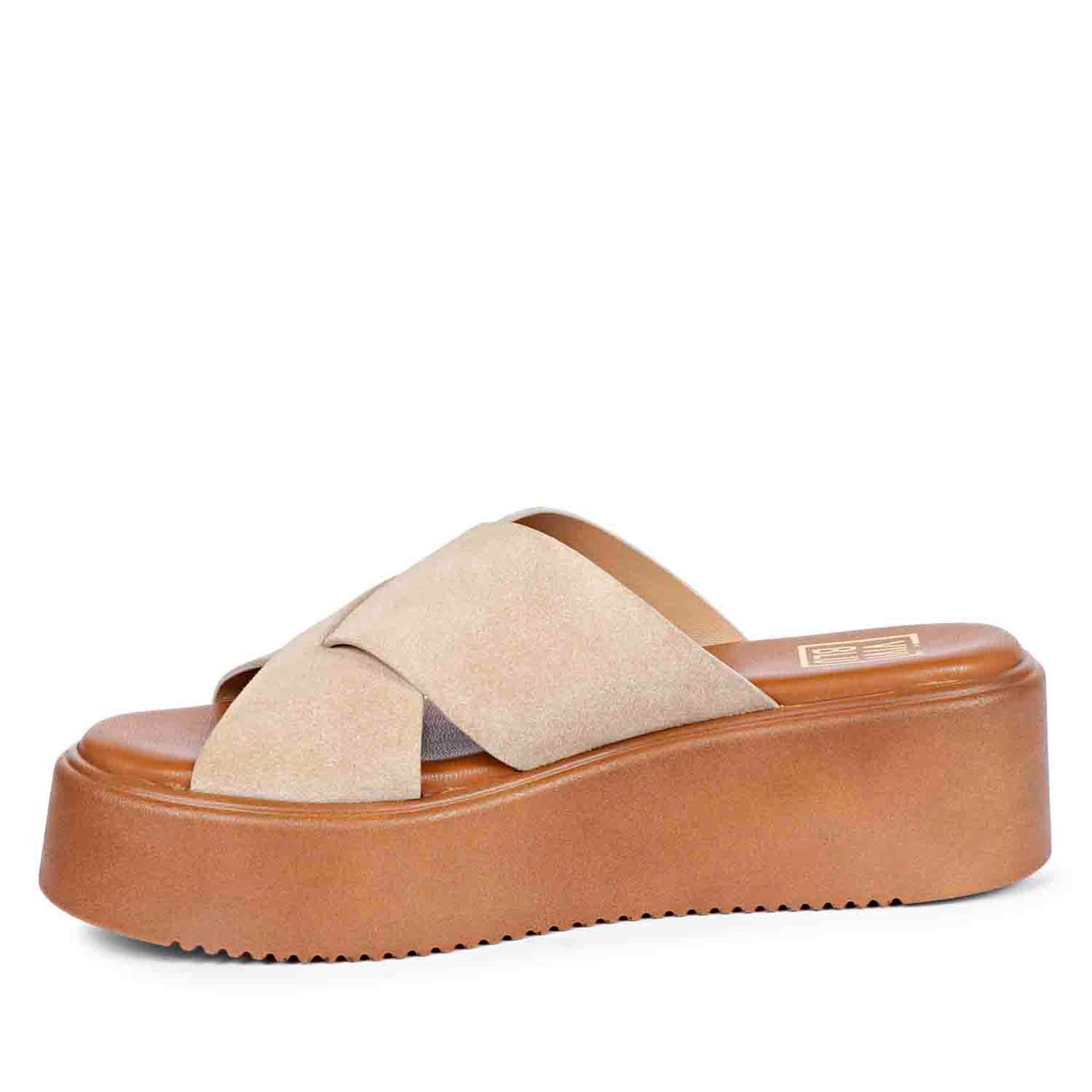 ViviBlu Beige Leather Platform Sandals