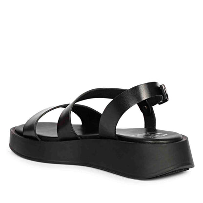 ViviBlu Black Leather Platform Sandals