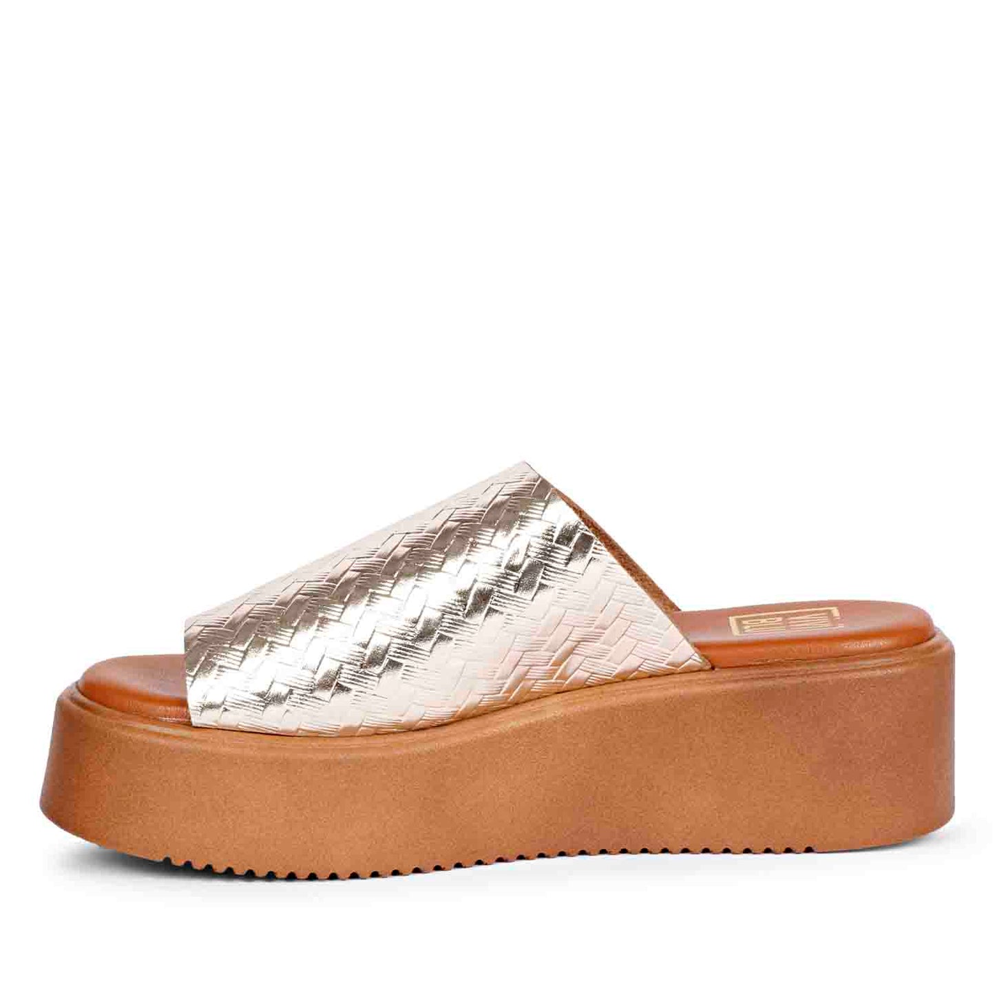 ViviBlu Gold Leather Platform Sandals