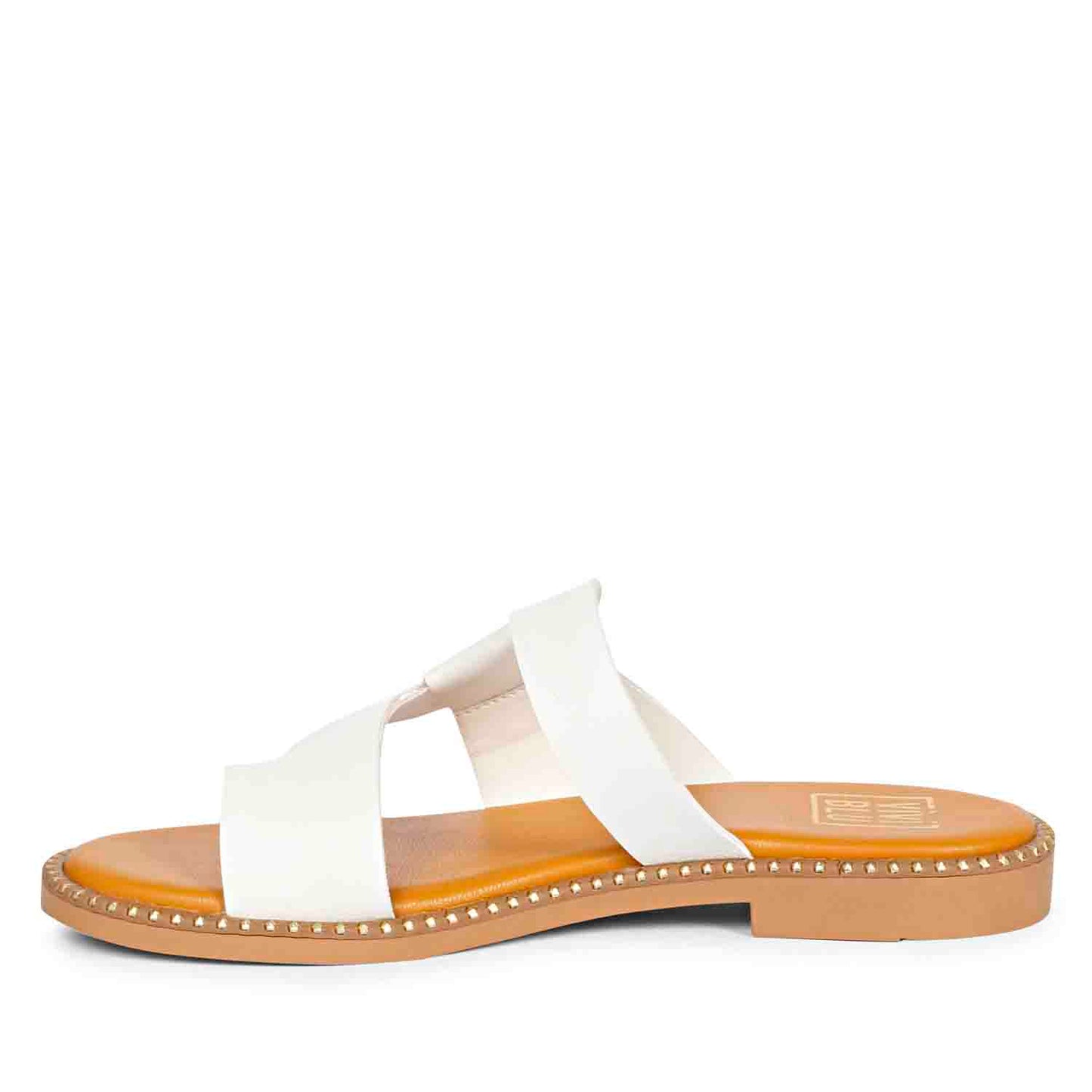 ViviBlu White Leather Flat Sandals