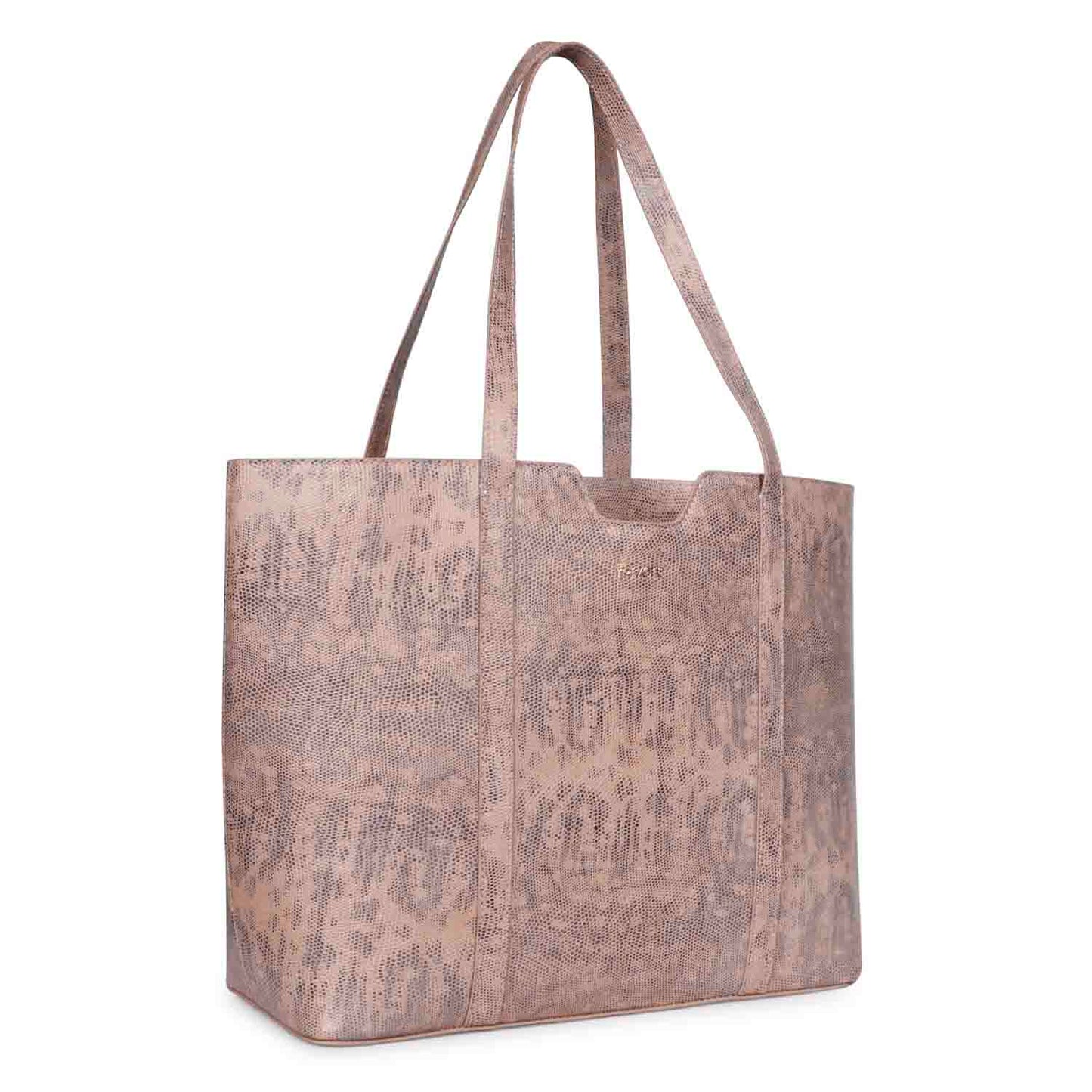 Favore Peach Leather Structured Shoulder Bag