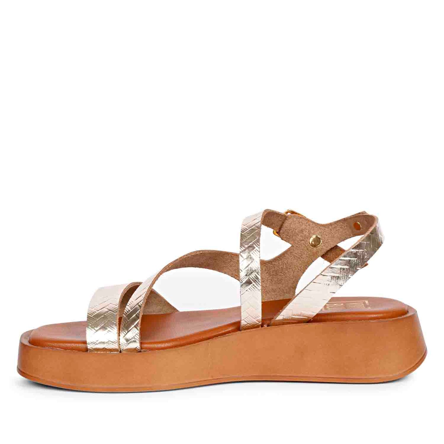 ViviBlu Gold Leather Platform Sandals