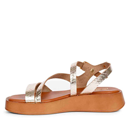 ViviBlu Gold Leather Platform Sandals