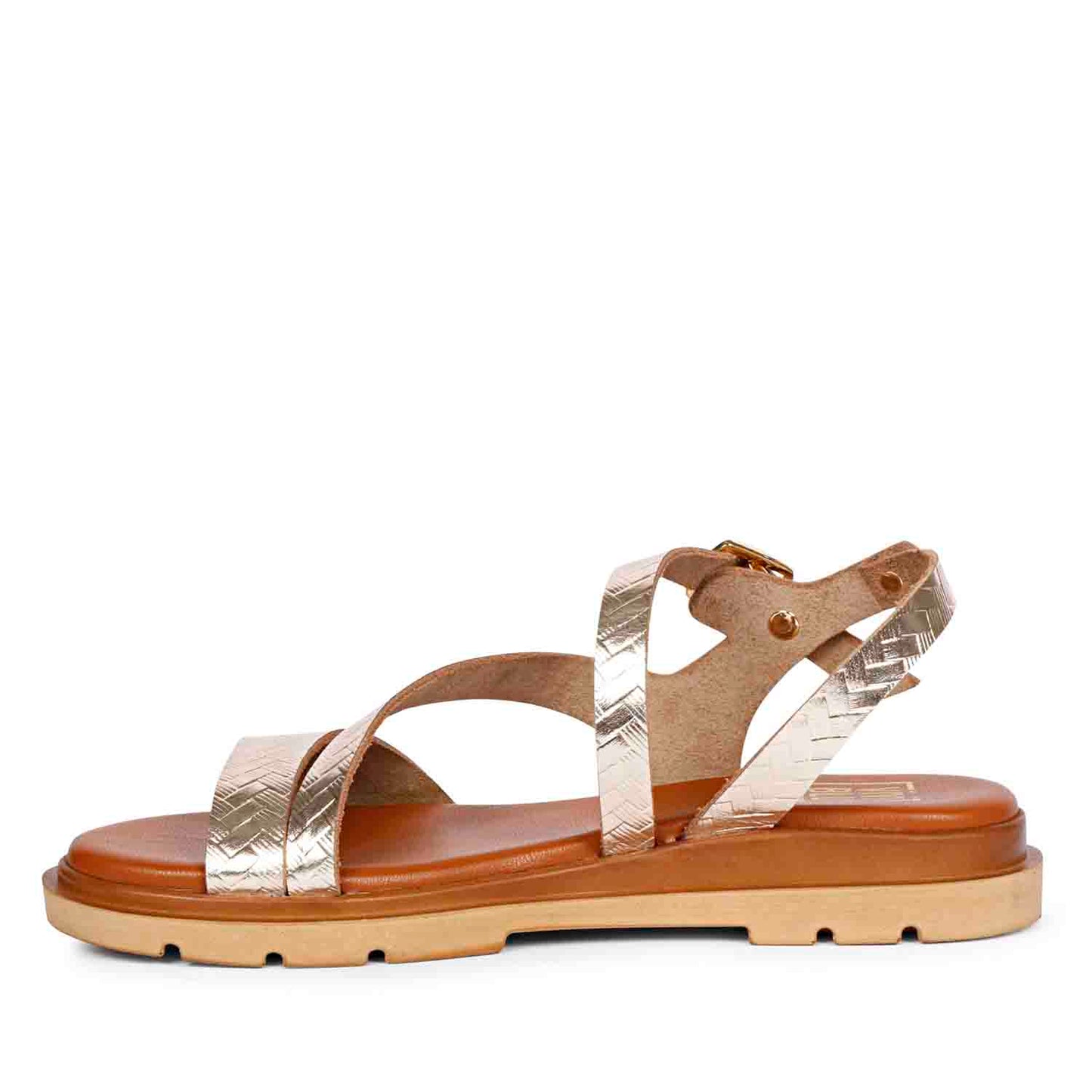 ViviBlu Gold Leather Flat Sandals