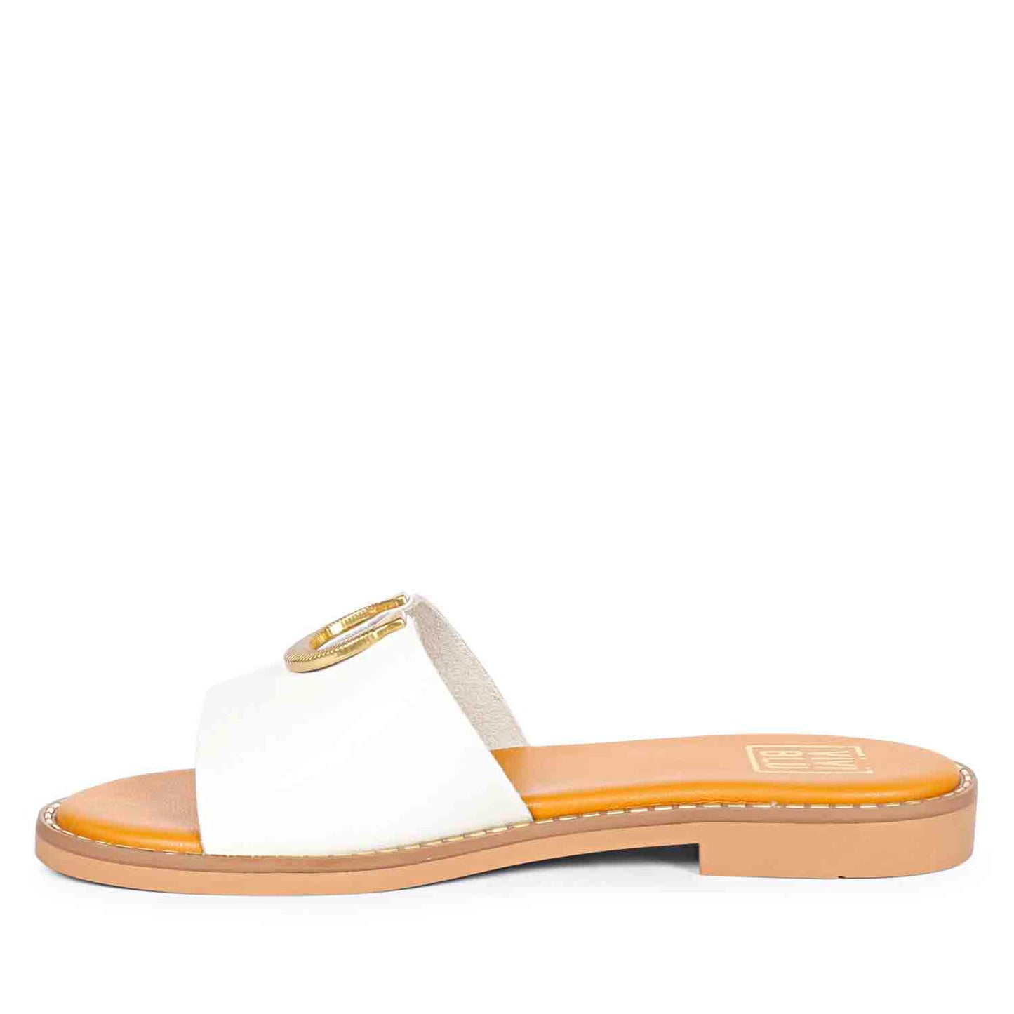ViviBlu White Leather Flat Sandals
