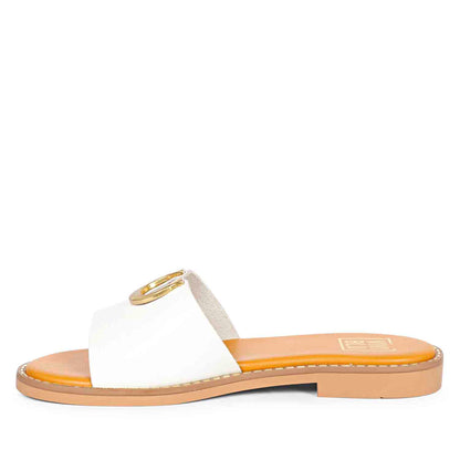 ViviBlu White Leather Flat Sandals