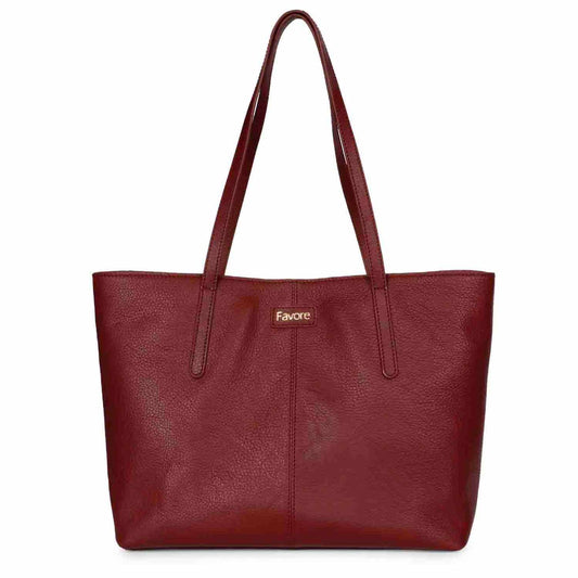 Favore Maroon Leather Structured Shoulder Bag