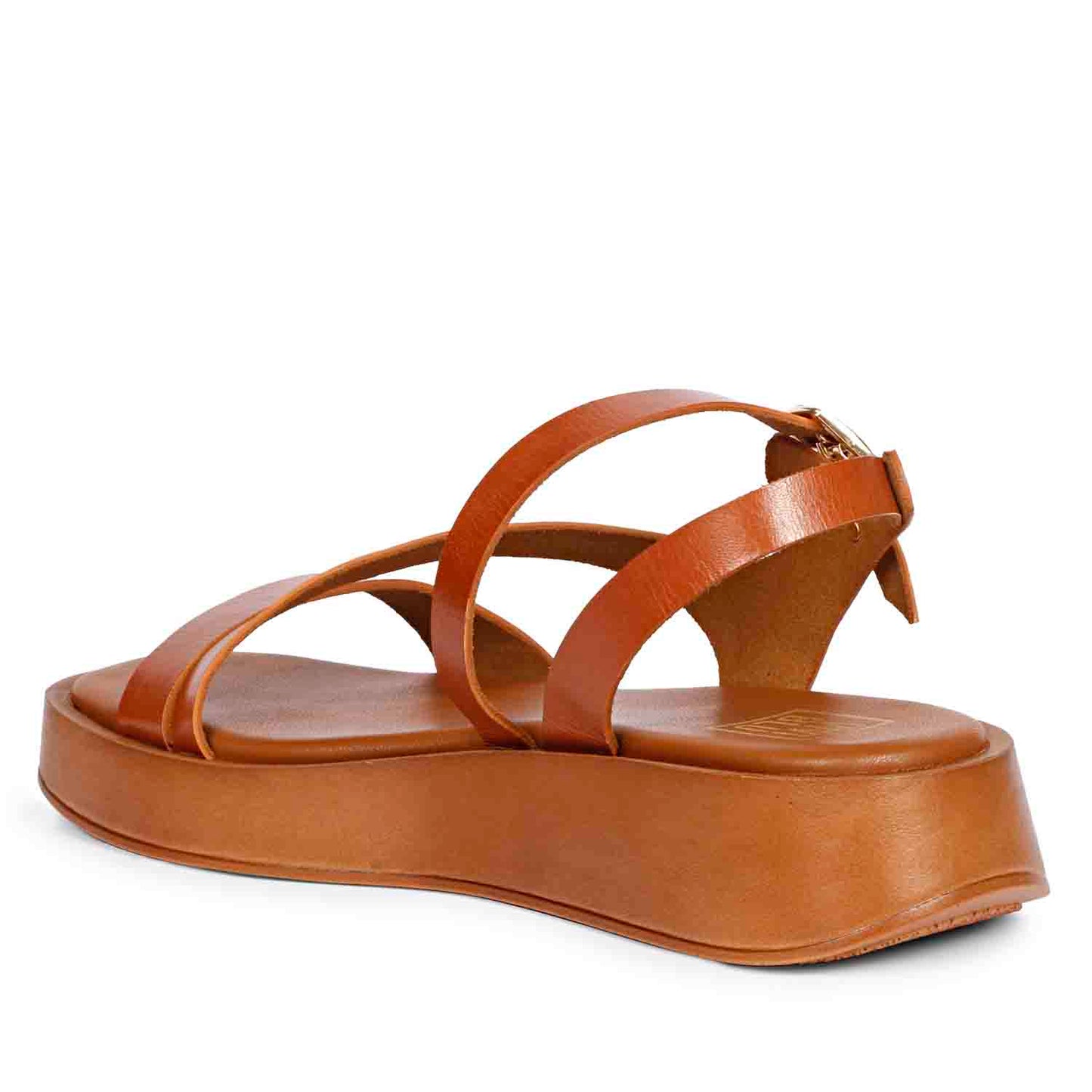 ViviBlu Tan Leather Platform Sandals