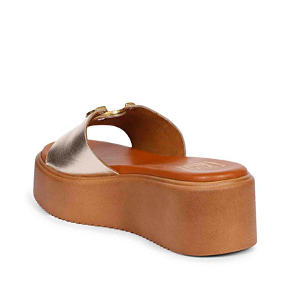 Nala Platin Leather Platform Sandals